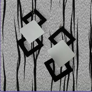 Black and Silver Geometric Earrings